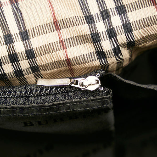 バーバリー ノバチェック ハンドバッグ ブラック ナイロン レザー レディース BURBERRY 【中古】