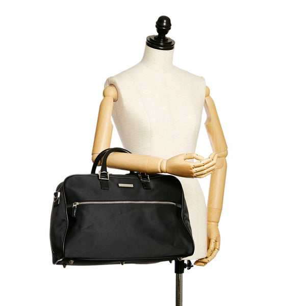 バーバリー ノバチェック ハンドバッグ ブラック ナイロン レザー レディース BURBERRY 【中古】