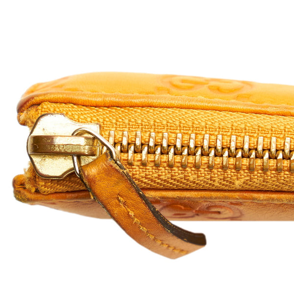 グッチ グッチシマ L字ファスナー 332747 オレンジ レザー レディース GUCCI 【中古】