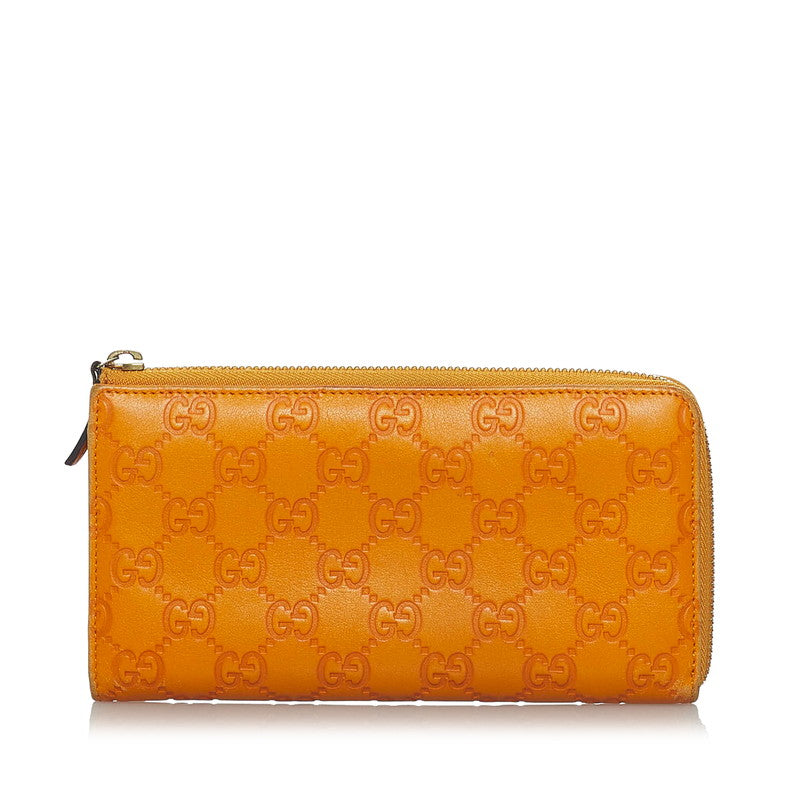 グッチ グッチシマ L字ファスナー 332747 オレンジ レザー レディース GUCCI 【中古】