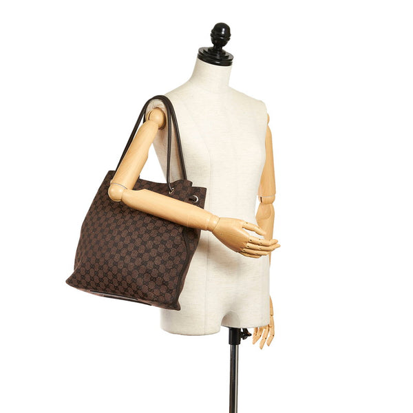 グッチ GGキャンバス トートバッグ 257275 ブラウン キャンバス レザー レディース GUCCI 【中古】