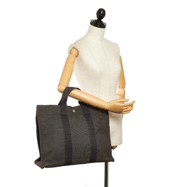 エルメス エールライン MM トートバッグ グレー キャンバス メンズ HERMES 【中古】