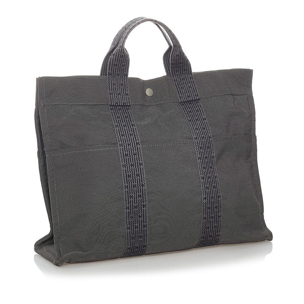 エルメス エールライン MM トートバッグ グレー キャンバス メンズ HERMES 【中古】