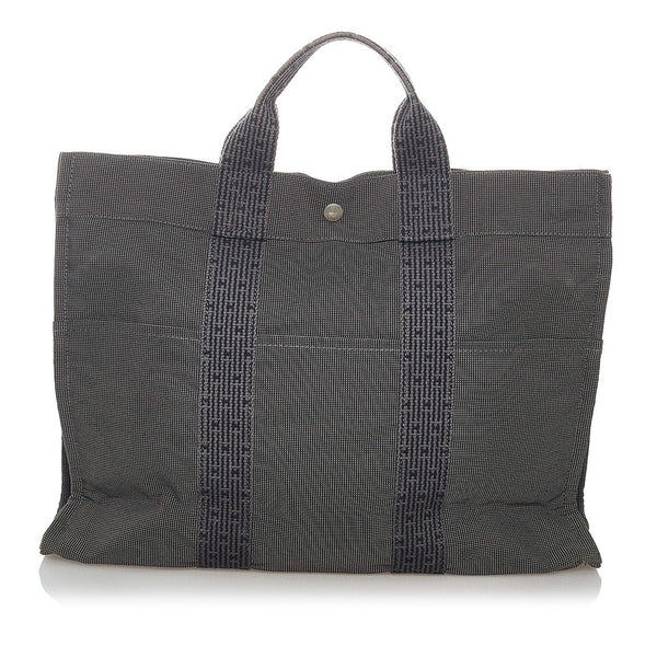 エルメス エールライン MM トートバッグ グレー キャンバス メンズ HERMES 【中古】