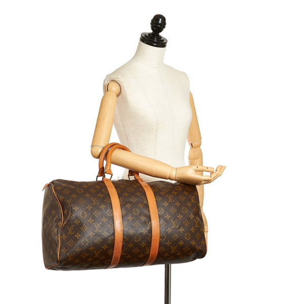 ルイ ヴィトン モノグラム キーポル45 ボストンバッグ M41428 ブラウン PVC レザー レディース LOUIS VUITTON 【中古】