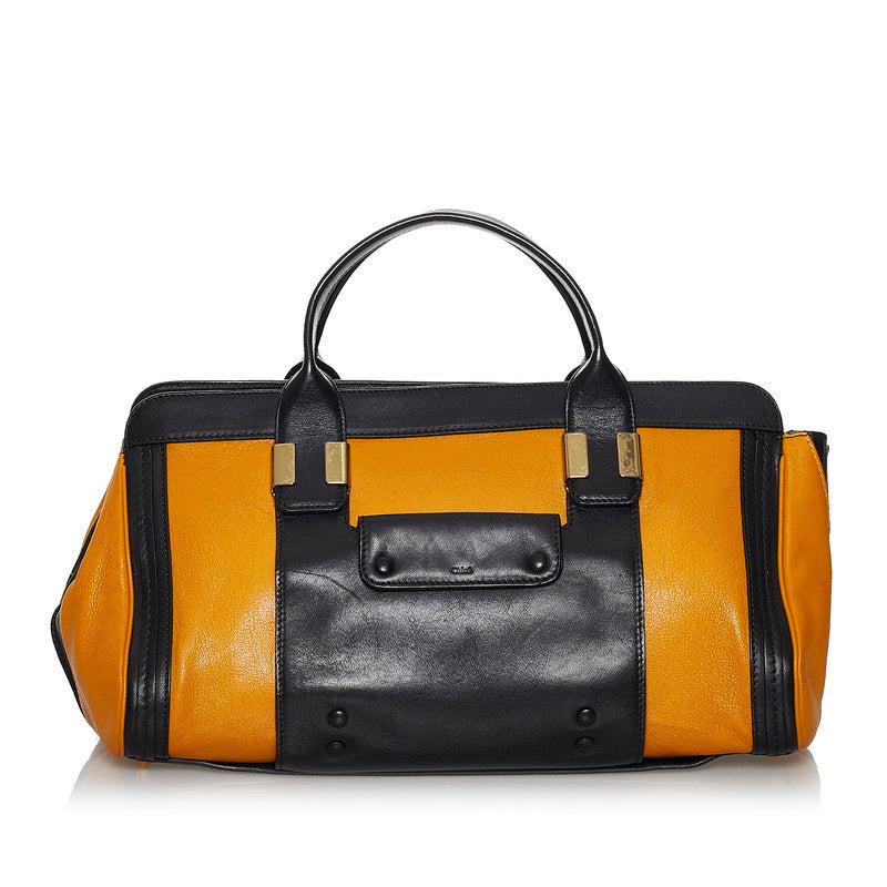 クロエ アリス ハンドバッグ オレンジ ブラック レザー レディース Chloe 【中古】