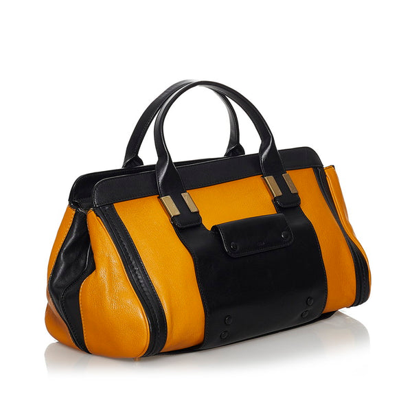 クロエ アリス ハンドバッグ オレンジ ブラック レザー レディース Chloe 【中古】