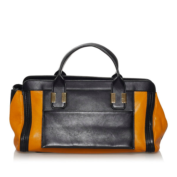 クロエ アリス ハンドバッグ オレンジ ブラック レザー レディース Chloe 【中古】