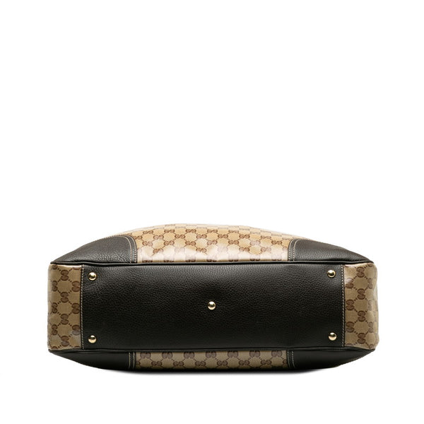 グッチ GGクリスタル シェリーライン トートバッグ ショルダーバッグ 293589 ベージュ ブラウン PVC レザー レディース GUCCI 【中古】