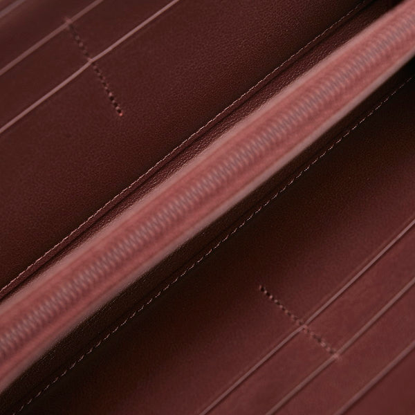 カルティエ マストライン ラウンドファスナー 長財布 ボルドー レザー レディース CARTIER 【中古】