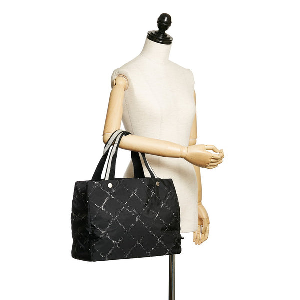 シャネル 旧 トラベルライン ブラック ナイロン トートバッグ レディース CHANEL 【中古】