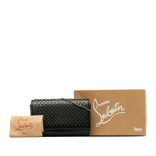 クリスチャンルブタン パロマ クラッチ スタッズ チェーン ショルダーバッグ  3175013 ブラック レッド レザー レディース Christian Louboutin 【中古】