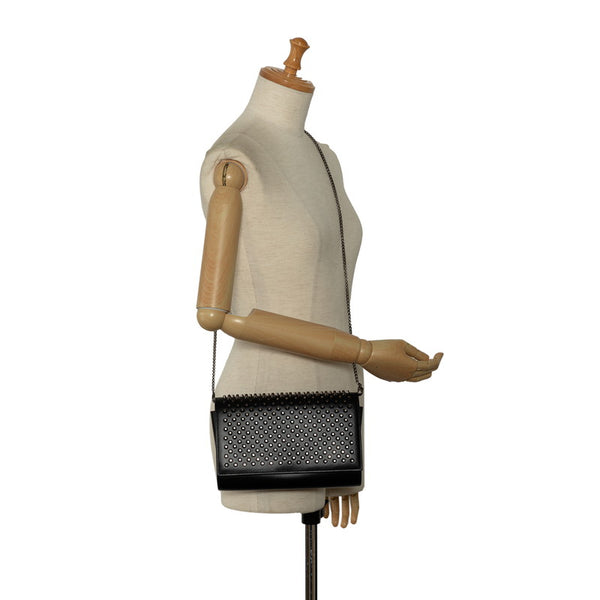 クリスチャンルブタン パロマ クラッチ スタッズ チェーン ショルダーバッグ  3175013 ブラック レッド レザー レディース Christian Louboutin 【中古】