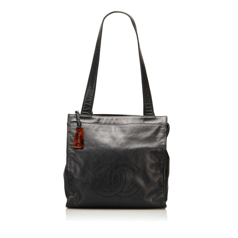 シャネル ココマーク ショルダーバッグ トートバッグ ブラック レザー レディース CHANEL 【中古】