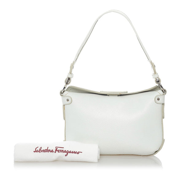 サルヴァトーレフェラガモ ガンチーニ ミニハンドバッグ AU-21 7985 ホワイト レザー レディース Salvatore Ferragamo 【中古】