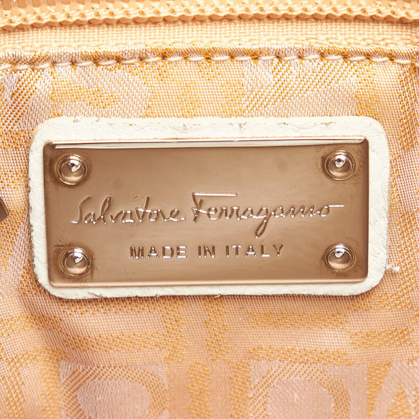 サルヴァトーレフェラガモ ガンチーニ ミニハンドバッグ AU-21 7985 ホワイト レザー レディース Salvatore Ferragamo 【中古】