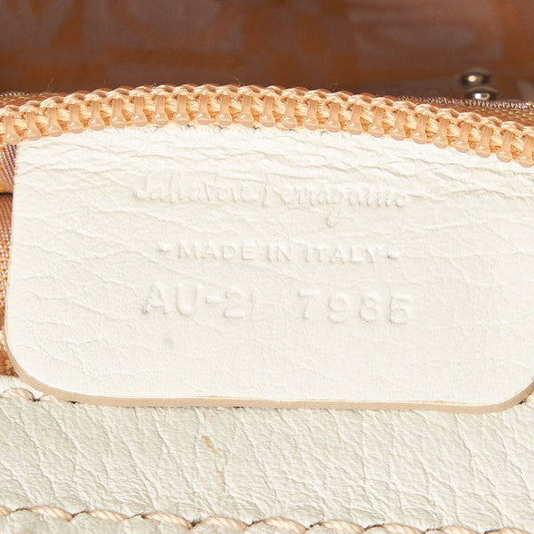 サルヴァトーレフェラガモ ガンチーニ ミニハンドバッグ AU-21 7985 ホワイト レザー レディース Salvatore Ferragamo 【中古】