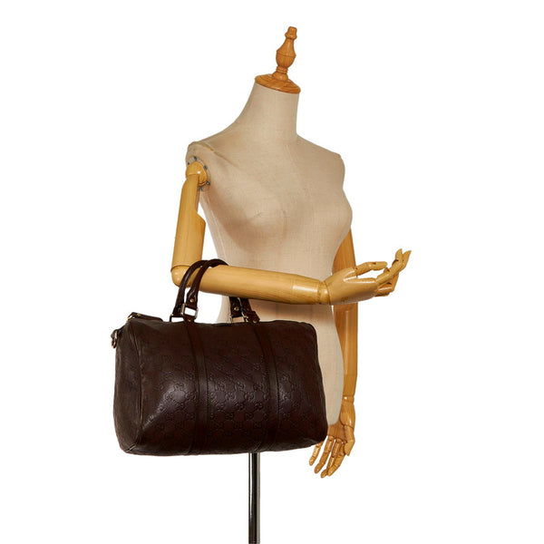 グッチ グッチシマ ハンドバッグ ミニボストン 193603 ブラウン レザー レディース GUCCI 【中古】