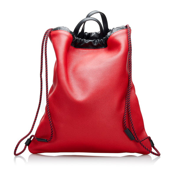 グッチ ドローストリング ロゴ ナップサック リュックサック 516639 レッド レザー レディース GUCCI 【中古】