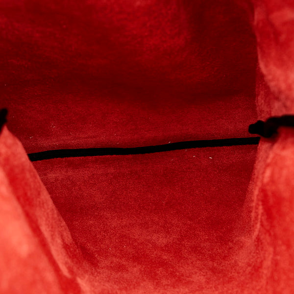 グッチ ドローストリング ロゴ ナップサック リュックサック 516639 レッド レザー レディース GUCCI 【中古】