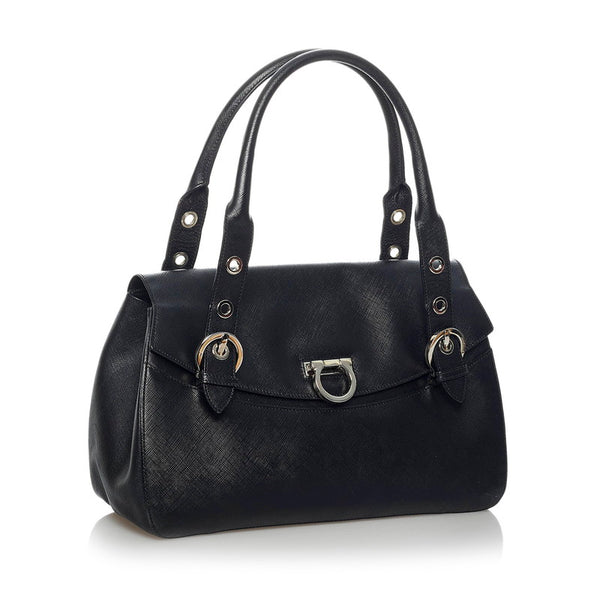 サルヴァトーレフェラガモ ガンチーニ ハンドバッグ AB-21 5322 ブラック レザー レディース Salvatore Ferragamo 【中古】