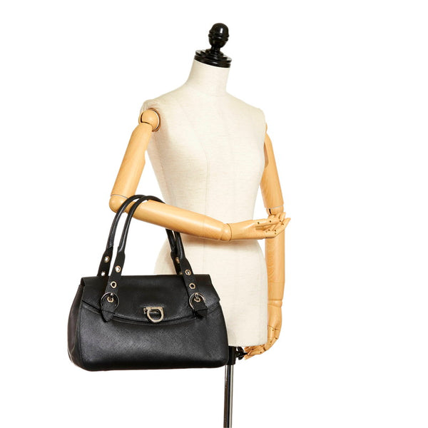 サルヴァトーレフェラガモ ガンチーニ ハンドバッグ AB-21 5322 ブラック レザー レディース Salvatore Ferragamo 【中古】