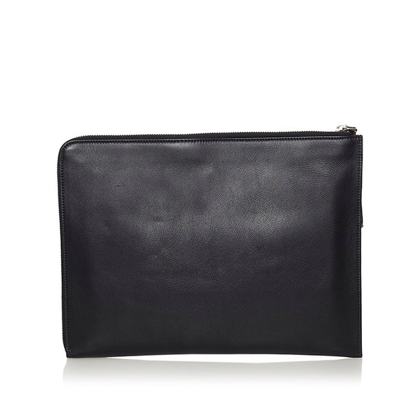 フェンディ バグズアイ モンスター クラッチバッグ 8M0370 ブラック レザー メンズ FENDI 【中古】