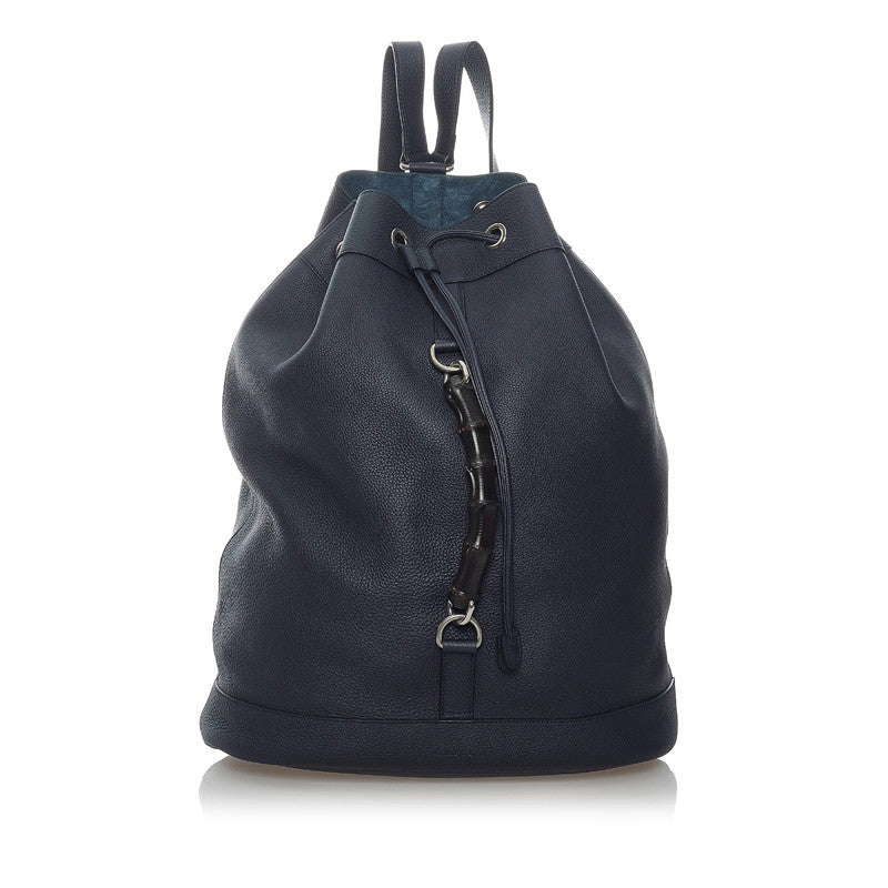 グッチ バンブー リュック バックパック 367899 ネイビー レザー レディース GUCCI 【中古】