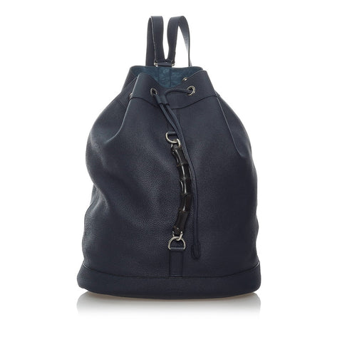 グッチ バンブー リュック バックパック 367899 ネイビー レザー レディース GUCCI 【中古】