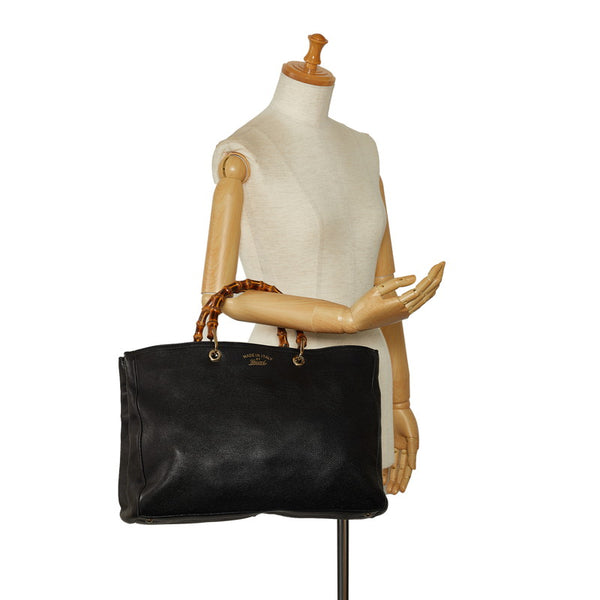 グッチ バンブー ハンドバッグ トートバッグ 323658 ブラック レザー レディース GUCCI 【中古】