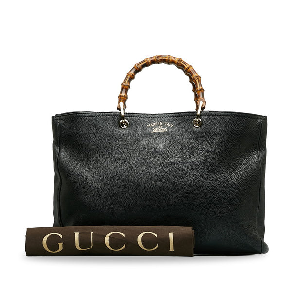 グッチ バンブー ハンドバッグ トートバッグ 323658 ブラック レザー レディース GUCCI 【中古】