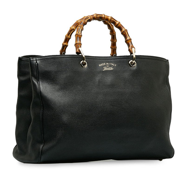 グッチ バンブー ハンドバッグ トートバッグ 323658 ブラック レザー レディース GUCCI 【中古】