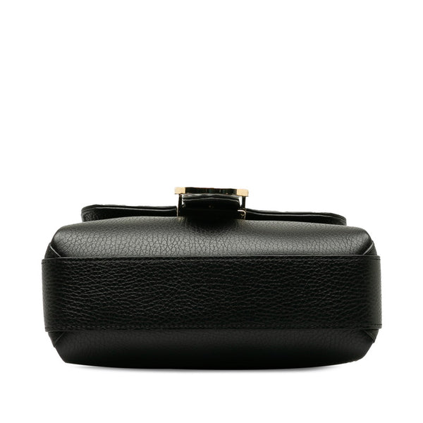 グッチ インターロッキングG チェーン ショルダーバッグ 607720 ブラック レザー レディース GUCCI 【中古】