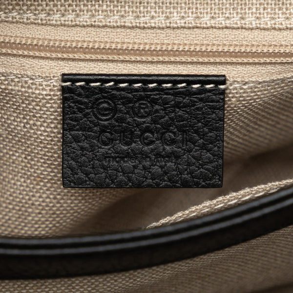 グッチ インターロッキングG チェーン ショルダーバッグ 607720 ブラック レザー レディース GUCCI 【中古】