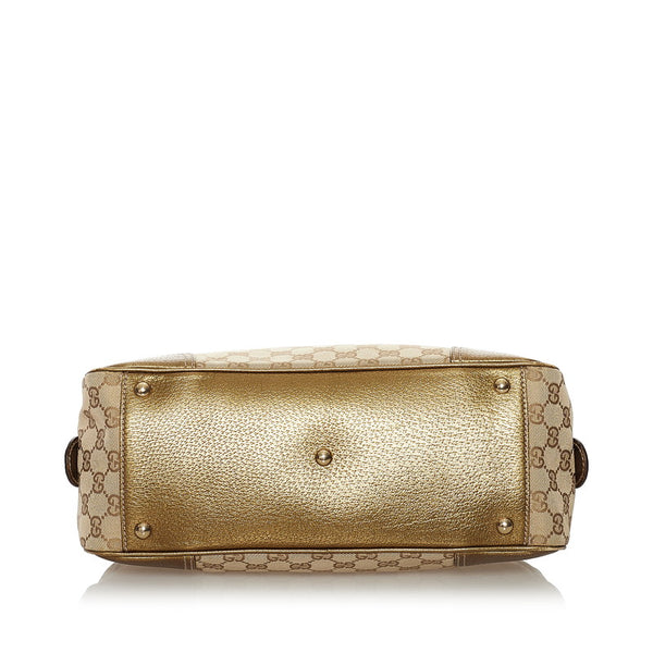 グッチ GGキャンバス プリンシー シェリーライン ハンドバッグ 161720 ベージュ ゴールド キャンバス レザー レディース GUCCI 【中古】