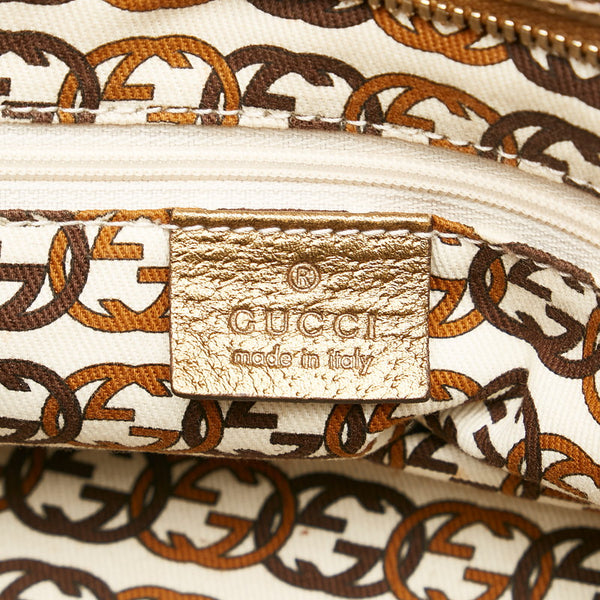 グッチ GGキャンバス プリンシー シェリーライン ハンドバッグ 161720 ベージュ ゴールド キャンバス レザー レディース GUCCI 【中古】