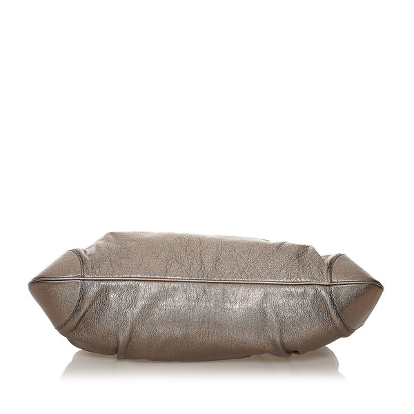 サルヴァトーレフェラガモ ガンチーニ ハンドバッグ AU-21 5370 シルバー レザー レディース Salvatore Ferragamo 【中古】