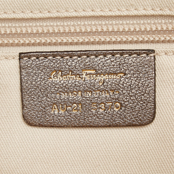 サルヴァトーレフェラガモ ガンチーニ ハンドバッグ AU-21 5370 シルバー レザー レディース Salvatore Ferragamo 【中古】