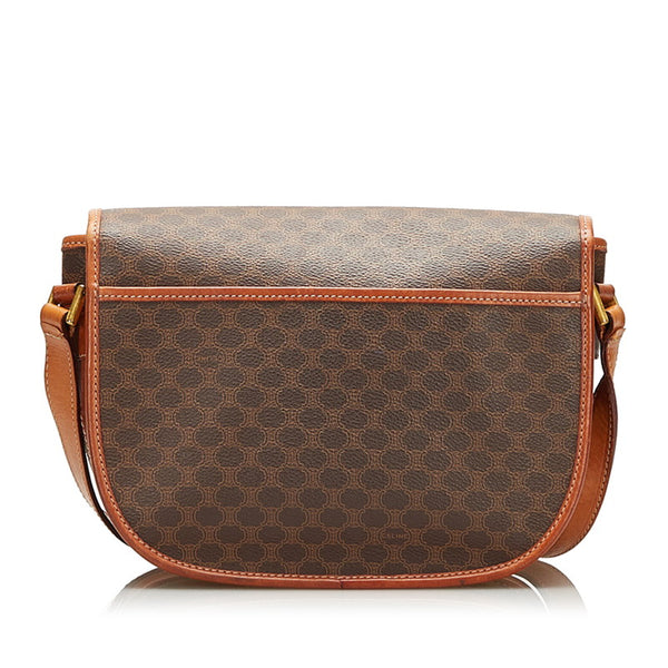 セリーヌ マカダム 斜め掛け ショルダーバッグ ブラウン PVC レザー レディース CELINE 【中古】