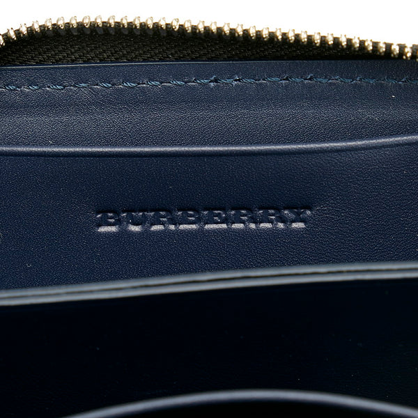 バーバリー コインケース  チェーンウォレット ブルー レザー レディース BURBERRY 【中古】
