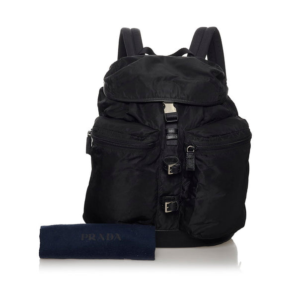 プラダ ポコノ ブラック ナイロン レザー リュック・デイパック レディース PRADA 【中古】