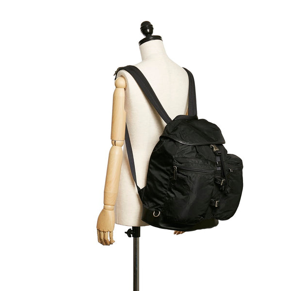 プラダ ポコノ ブラック ナイロン レザー リュック・デイパック レディース PRADA 【中古】