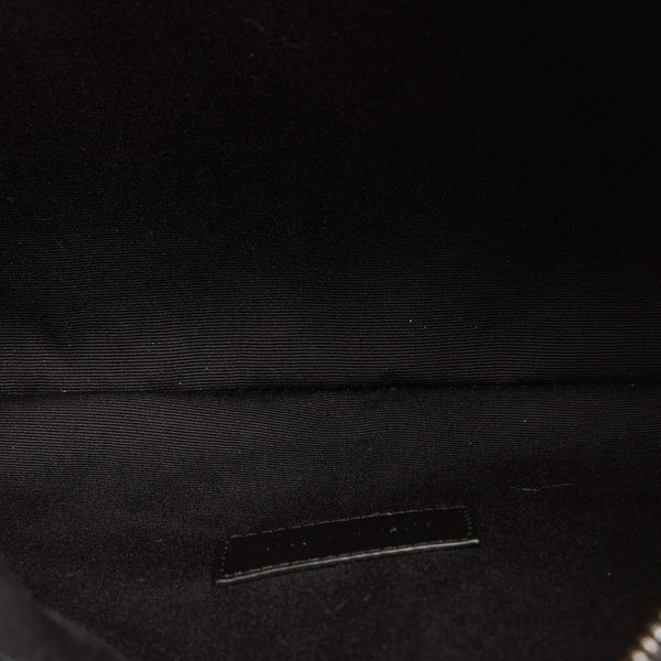 サンローラン ストライプ クラッチバッグ ブラック ホワイト キャンバス レザー レディース SAINT LAURENT 【中古】