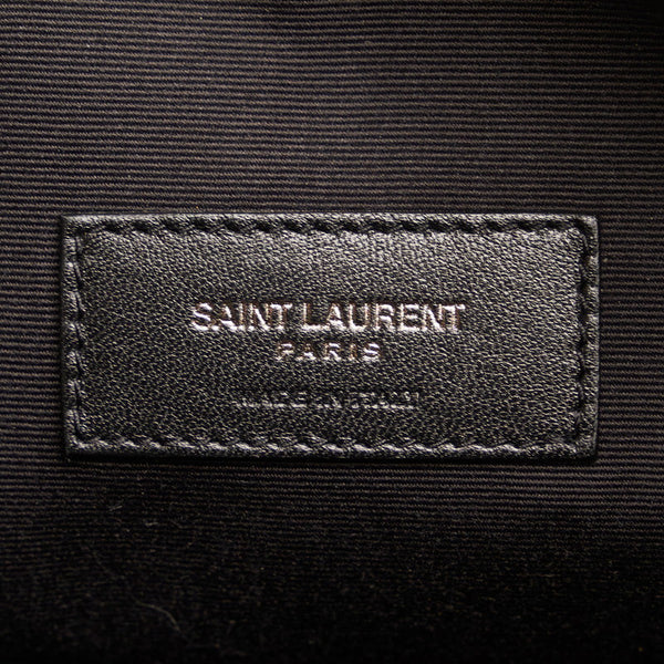 サンローラン ストライプ クラッチバッグ ブラック ホワイト キャンバス レザー レディース SAINT LAURENT 【中古】