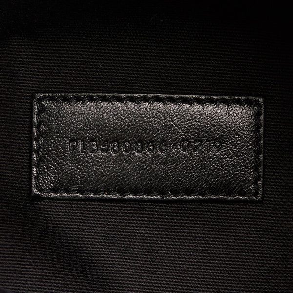 サンローラン ストライプ クラッチバッグ ブラック ホワイト キャンバス レザー レディース SAINT LAURENT 【中古】