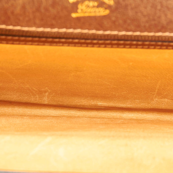 グッチ ドキュメントケース クラッチバッグ ブラウン レザー メンズ GUCCI 【中古】