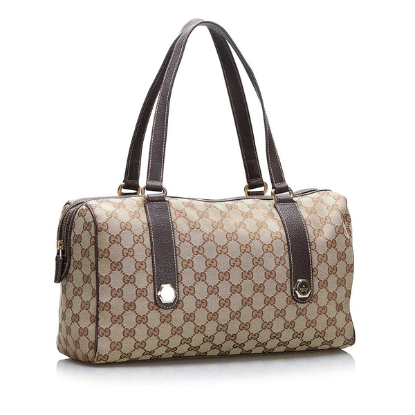 グッチ GGキャンバス ハンドバッグ トートバッグ 154180 ブラウン キャンバス レザー レディース GUCCI 【中古】
