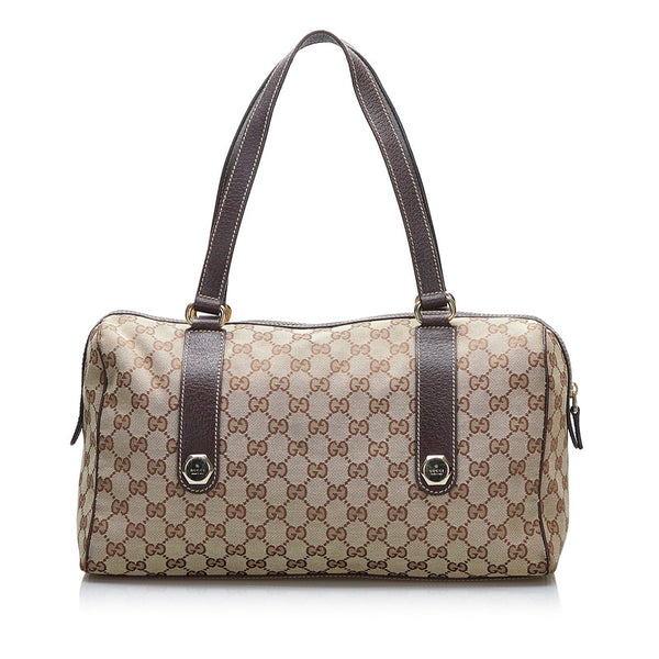 グッチ GGキャンバス ハンドバッグ トートバッグ 154180 ブラウン キャンバス レザー レディース GUCCI 【中古】