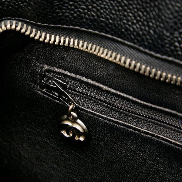 シャネル 復刻トート シルバー金具 キルティング ハンドバッグ トートバッグ ブラック キャビアスキン レディース CHANEL 【中古】
