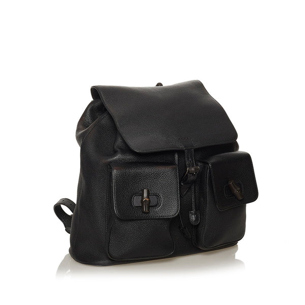 グッチ バンブー リュック バックパック 387097 ブラック レザー レディース GUCCI 【中古】